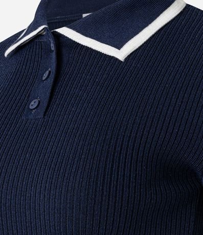 Blusa Polo en Punto con Rayas Contrastantes 8