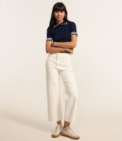 Blusa Polo en Punto con Rayas Contrastantes 2