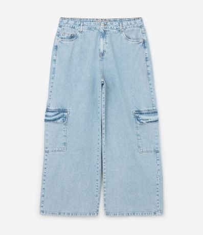 Pantalón Wide Leg en Jeans con Bolsillo Cargo Curve & Plus Size 6