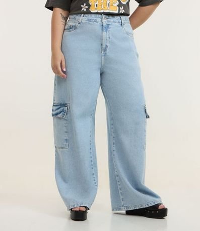 Pantalón Wide Leg en Jeans con Bolsillo Cargo Curve & Plus Size 2