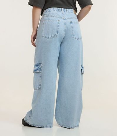 Pantalón Wide Leg en Jeans con Bolsillo Cargo Curve & Plus Size 5