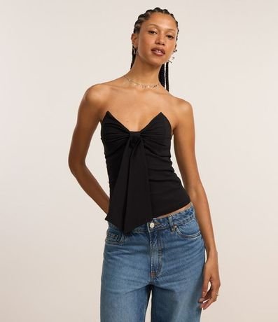 Blusa Sin Breteles en Bengalina con Lazo 2