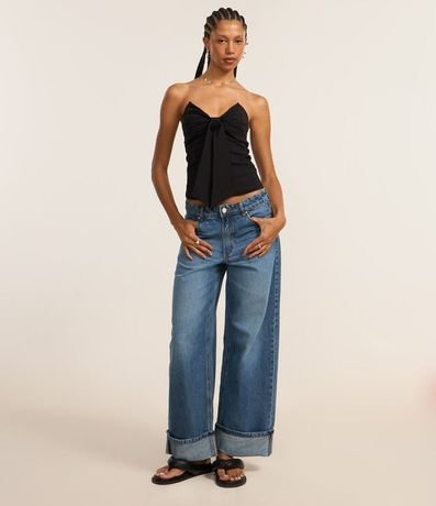 Blusa Sin Breteles en Bengalina con Lazo 3