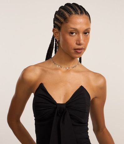 Blusa Sin Breteles en Bengalina con Lazo 4