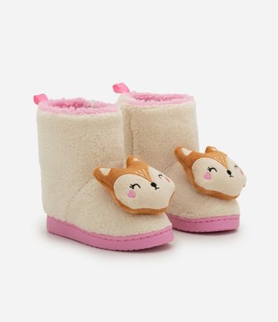 Pantufla Bota Infantil en Fleece con Carita de Esquilo - Talle 19/20 al 27/28