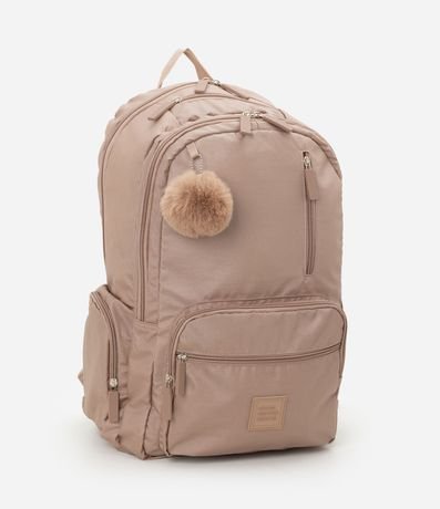 Mochila en Polimaida con Bolsillo Delantero y Pompón