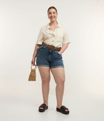 Short Hot Pants Jeans con Bajo Plegado Curve & Plus Size