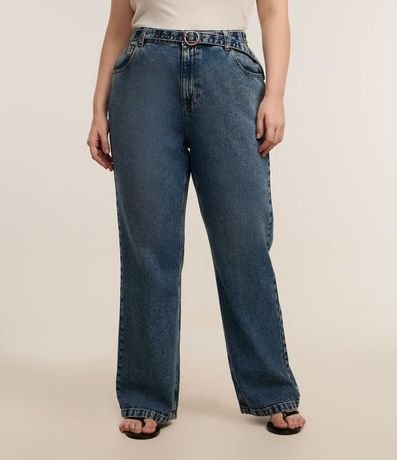 Pantalón Recto en Jeans con Cinturón Curve & Plus Size 2