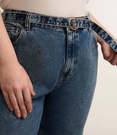 Pantalón Recto en Jeans con Cinturón Curve & Plus Size 3
