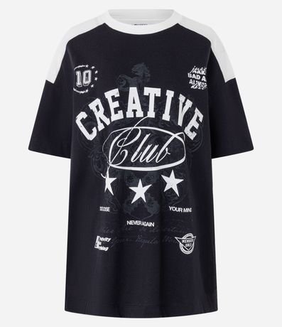 Remera Oversized Sport Core con Lettering Creative Club Bicolor 5