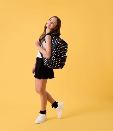 Mochila en PU con Estampa en Lunares con Bolsillos Delantero y Lateral