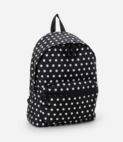 Mochila en PU con Estampa en Lunares con Bolsillos Delantero y Lateral