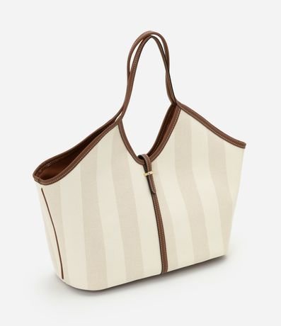 Bolsillo Tote Grande en PU con Rayas