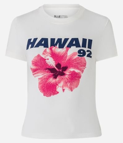 Remera New T-Shirt en Algodón con Estampa Hibisco Hawaii 4