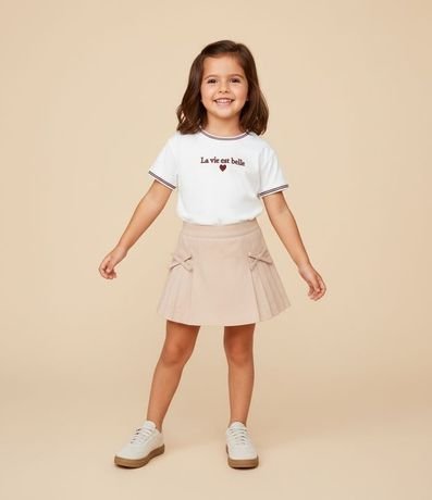 Short Pollera Infantil en Algodón con Pliegues y Moñitas – Talle 1 a 6 años