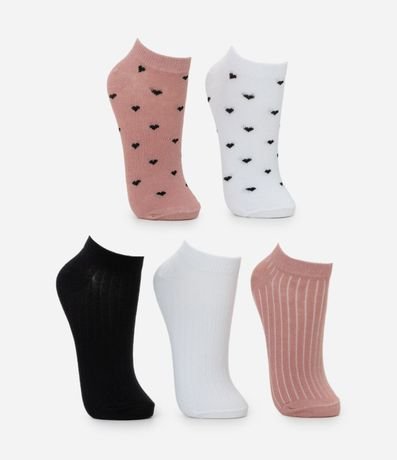 Kit 05 Medias Caña Corta en Algodón con Estampas Diversas 2