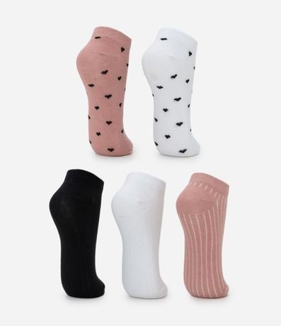 Kit 05 Medias Caña Corta en Algodón con Estampas Diversas 3