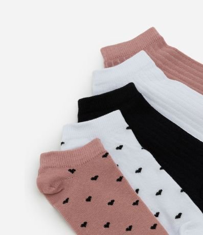 Kit 05 Medias Caña Corta en Algodón con Estampas Diversas 4