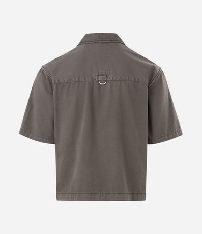 Camisa Overboxy en Sarga con Bolsillo Sobre Delantero 2