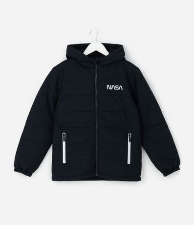 Campera Infantil Nasa con Capucha y Lettering Reflectante – Talle 5 a 14 años