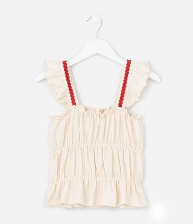 Blusa Infantil en Anarruga con Aplicación de Sianinha, Volados y Texturizada - Talle 7 a 14 Años 3