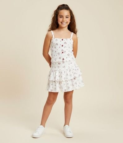 Pollera Infantil en Anarruga con Estampa Floral Liberty - Talle 7 a 14 años