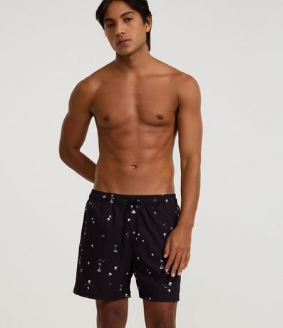 Bermuda en Microfibra con Estampa de Calaveritas