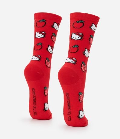 Media Caña Larga en Algodón con Estampa Hello Kitty y Manzanas 3