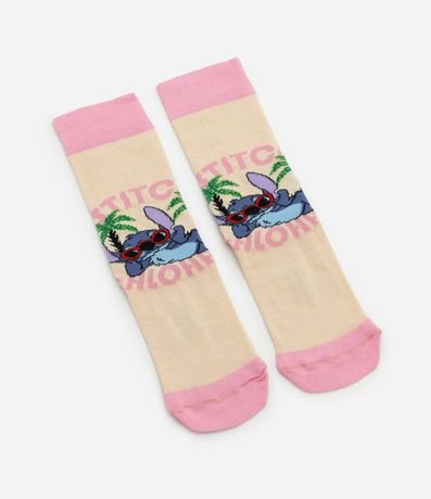 Media Caña Larga en Algodón con Estampa Stitch Playero Aloha