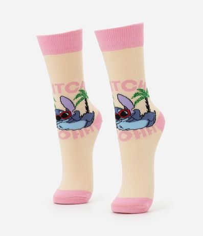 Media Caña Larga en Algodón con Estampa Stitch Playero Aloha 2