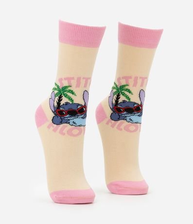 Media Caña Larga en Algodón con Estampa Stitch Playero Aloha 3