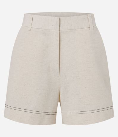 Short en Algodón con Lino con Pespontos Contrastates 5