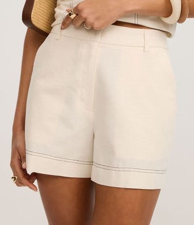 Short en Algodón con Lino con Pespontos Contrastates 3