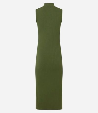 Vestido Midi Canelado en Rib con Cuello Alto 9