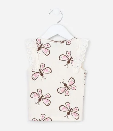 Musculosa Infantil en Rib con Mariposas y Manga Broderie – Talle 1 a 5/6 años 2