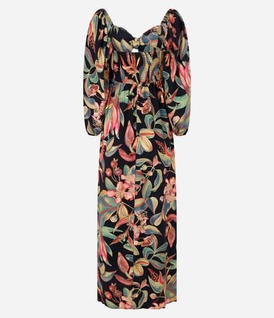 Vestido Midi en Viscosa con Estampado de Follaje 7