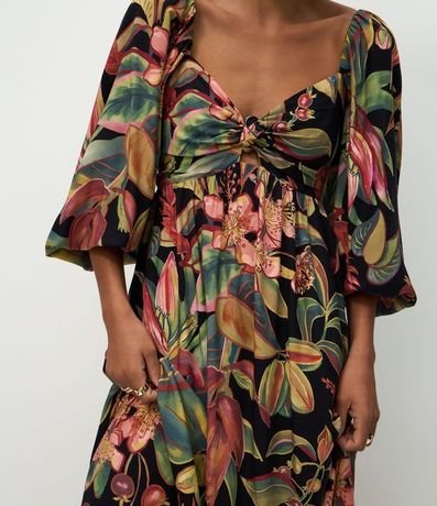 Vestido Midi en Viscosa con Estampado de Follaje 4
