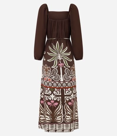 Vestido Midi en Viscosa con Estampa de Follaje 7