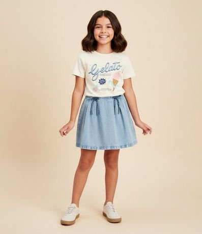 Remera Infantil Baby Tee con Estampa de Helado - Talle 5 A 14