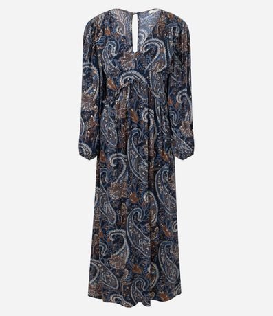 Vestido Midi en Viscosa con Estampa de Paisley