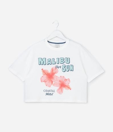 Remera Infantil Boxy con Estampa de Flores Malibu - Talle 7 a 16 años