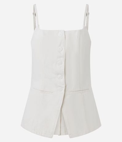 Chaleco de Alça en Sarga con Cintura Ajustada y Bajo V 5