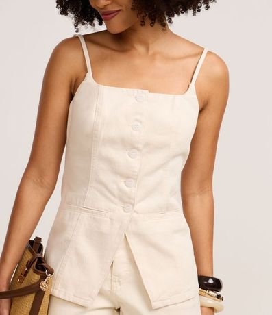 Chaleco de Alça en Sarga con Cintura Ajustada y Bajo V 4