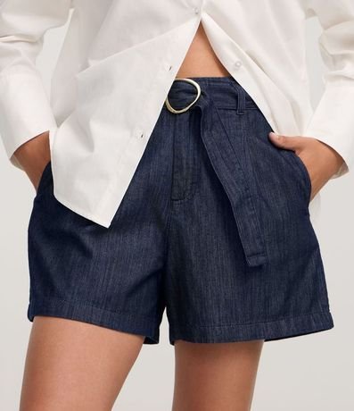 Short Cintura Alta en Jeans con Hebilla Diferenciada en el Cinturón 3