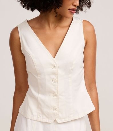 Chaleco Acinturado en Sarga con Botones y Pences 4