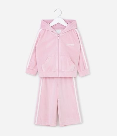 Conjunto Infantil en Plush con Campera y Pantalón Lettering - Talle 1 A 6 años