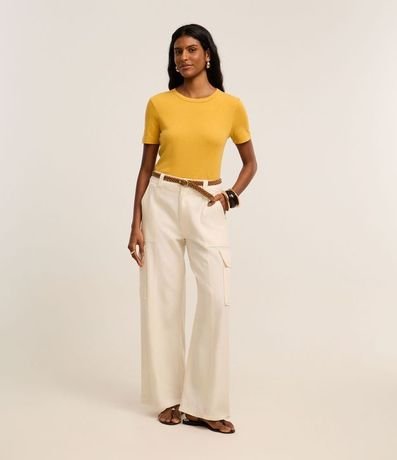 Blusa Básica Ajustada en Rib con Cuello Redondo 2