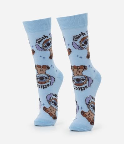 Media Caña Larga en Algodón con Estampa Stitch Carpincho