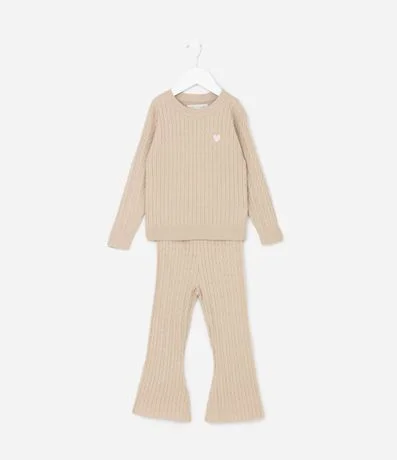 Conjunto Infantil en Efecto Punto con Corazón Bordado – Talle 1 a 5/6 años