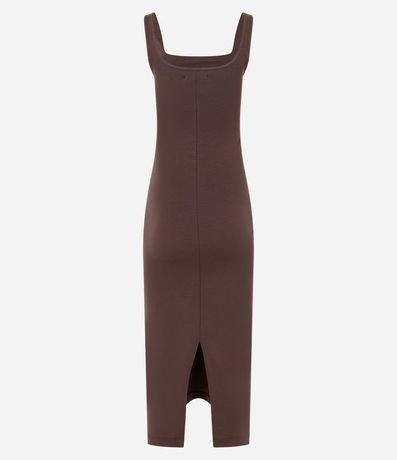 Vestido Midi Musculosa y Punto Roma con Escote Cuadrado 7